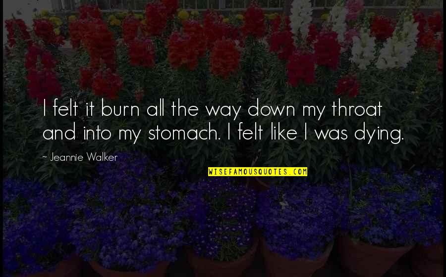 Jeannie's Quotes By Jeannie Walker: I felt it burn all the way down