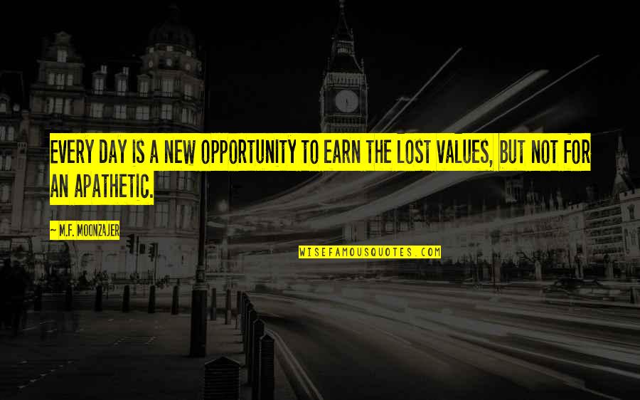 Jeddy Lyons Quotes By M.F. Moonzajer: Every day is a new opportunity to earn
