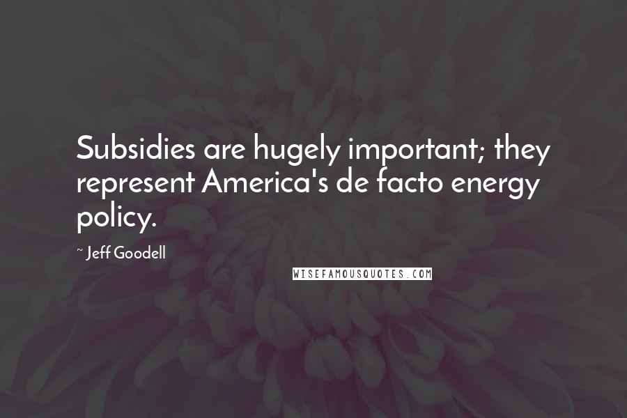 Jeff Goodell quotes: Subsidies are hugely important; they represent America's de facto energy policy.