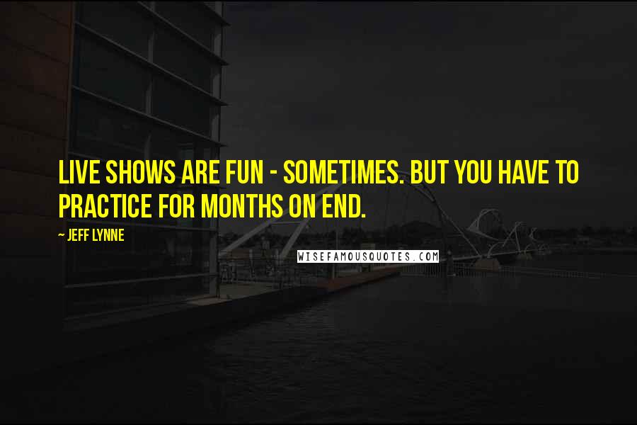 Jeff Lynne quotes: Live shows are fun - sometimes. But you have to practice for months on end.