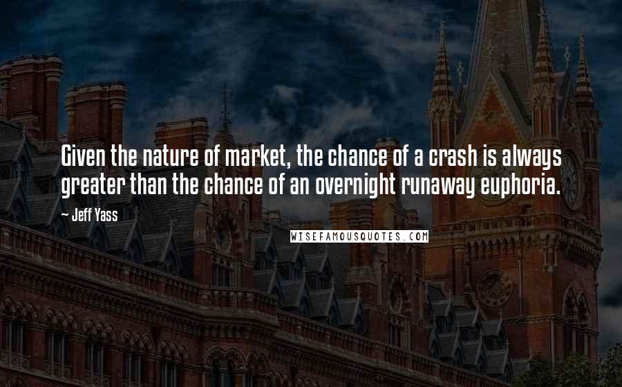 Jeff Yass quotes: Given the nature of market, the chance of a crash is always greater than the chance of an overnight runaway euphoria.