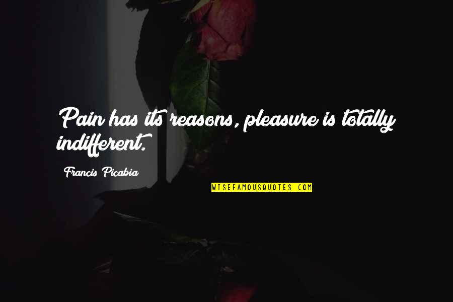 Jeff Yeager Quotes By Francis Picabia: Pain has its reasons, pleasure is totally indifferent.