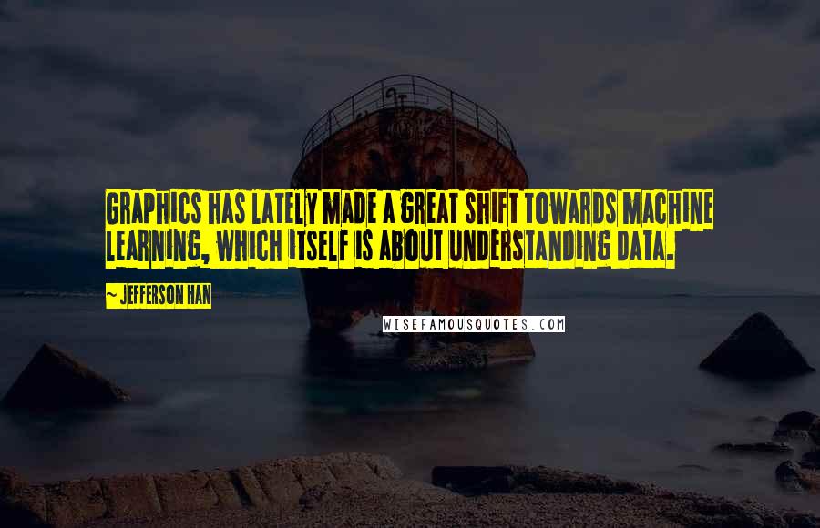 Jefferson Han quotes: Graphics has lately made a great shift towards machine learning, which itself is about understanding data.