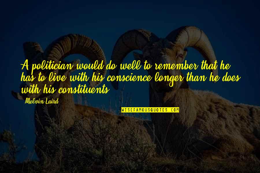 Jeffersonians National Republicans Quotes By Melvin Laird: A politician would do well to remember that