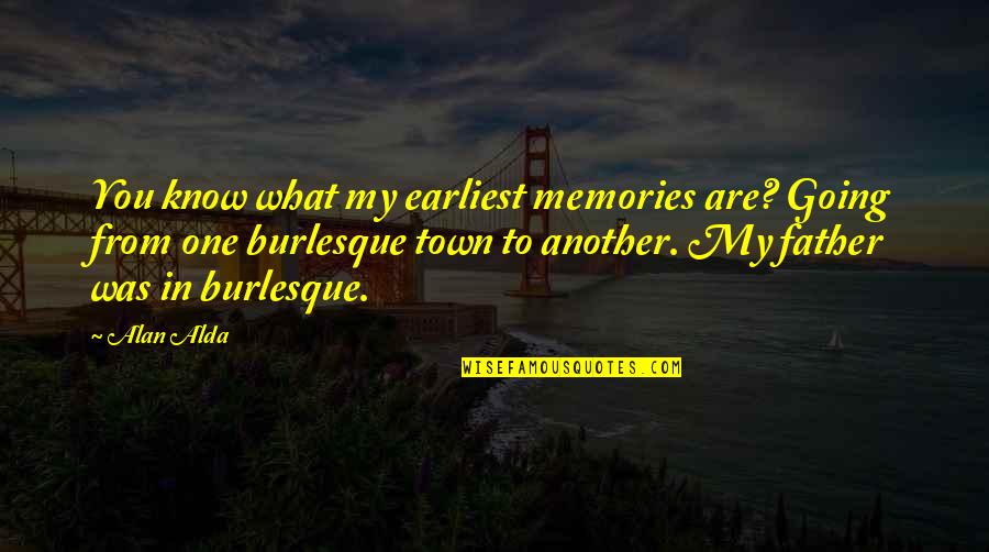Jeffree Quotes By Alan Alda: You know what my earliest memories are? Going Jeffree Quotes By Alan Alda: You know what my earliest memories are? Going