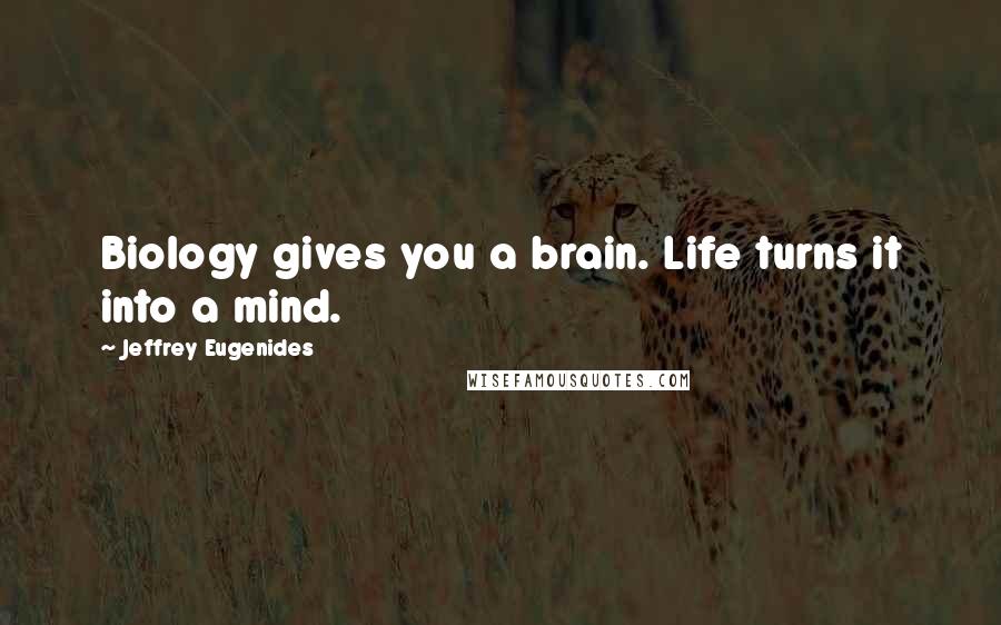 Jeffrey Eugenides quotes: Biology gives you a brain. Life turns it into a mind.