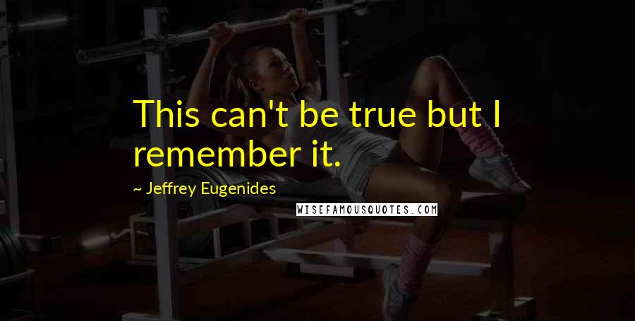 Jeffrey Eugenides quotes: This can't be true but I remember it.