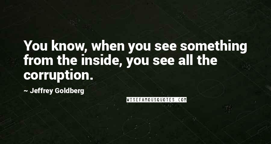 Jeffrey Goldberg quotes: You know, when you see something from the inside, you see all the corruption.
