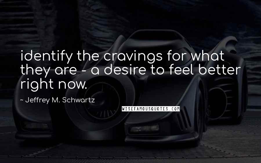 Jeffrey M. Schwartz quotes: identify the cravings for what they are - a desire to feel better right now.