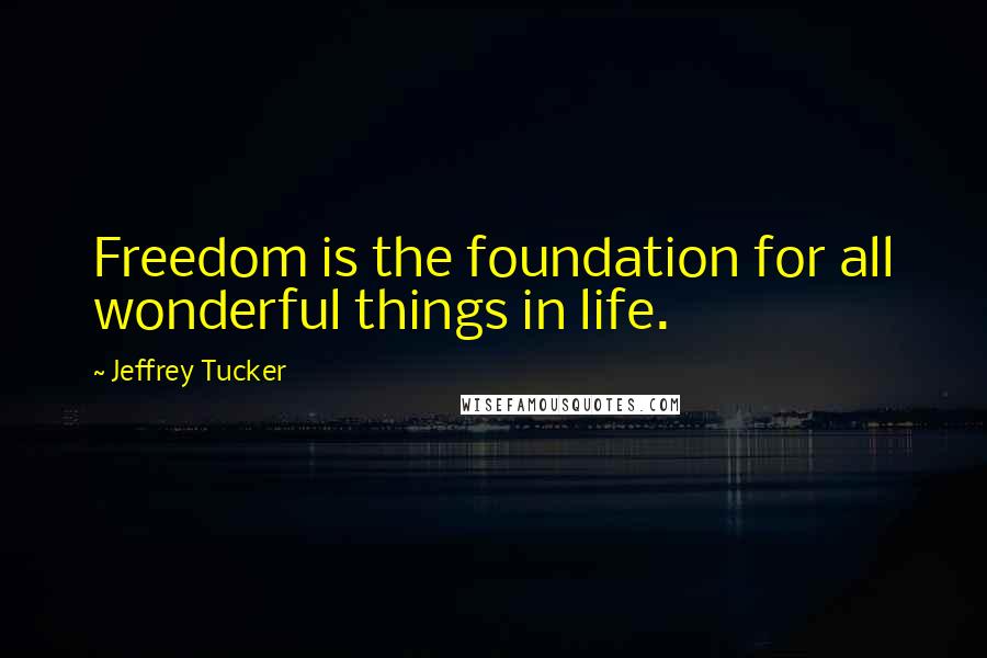 Jeffrey Tucker quotes: Freedom is the foundation for all wonderful things in life.