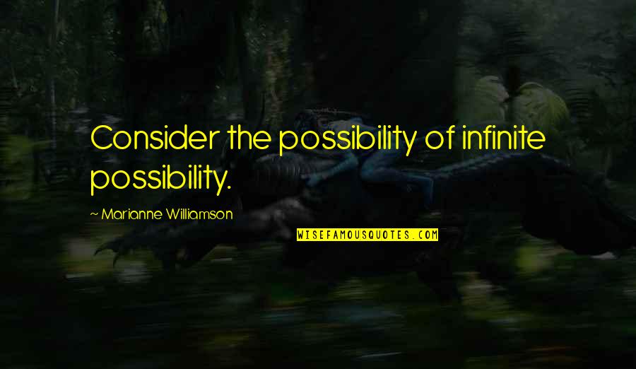 Jeles Angolul Quotes By Marianne Williamson: Consider the possibility of infinite possibility. Jeles Angolul Quotes By Marianne Williamson: Consider the possibility of infinite possibility.