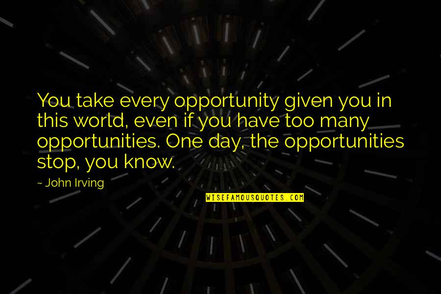Jelinski Lemont Quotes By John Irving: You take every opportunity given you in this