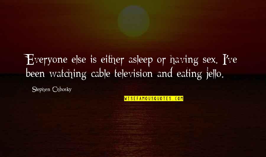 Jello Quotes By Stephen Chbosky: Everyone else is either asleep or having sex.