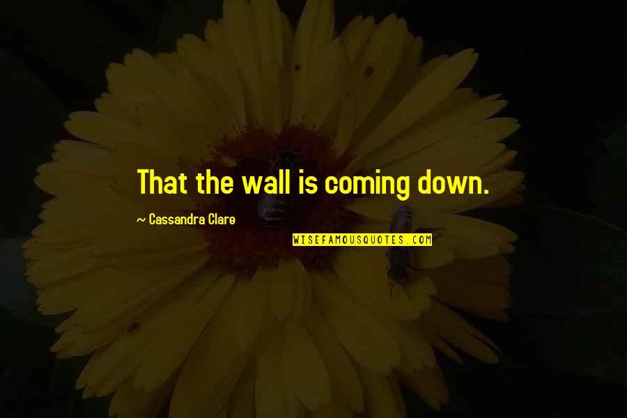 Jem Carstairs Quotes By Cassandra Clare: That the wall is coming down. Jem Carstairs Quotes By Cassandra Clare: That the wall is coming down.