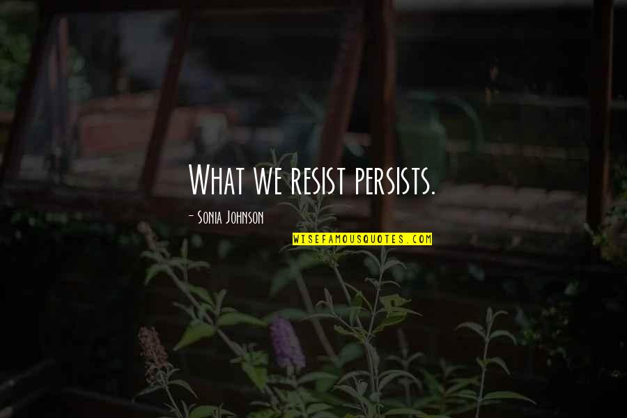 Jenita Lane Quotes By Sonia Johnson: What we resist persists.