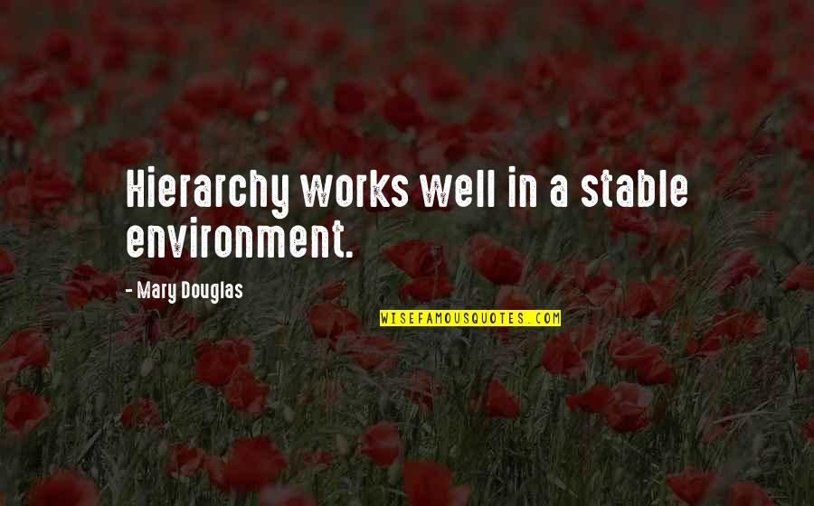 Jennejohn Lodge Quotes By Mary Douglas: Hierarchy works well in a stable environment. Jennejohn Lodge Quotes By Mary Douglas: Hierarchy works well in a stable environment.