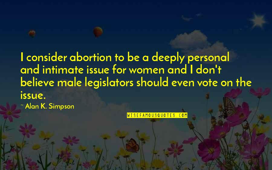 Jenni Catron Quotes By Alan K. Simpson: I consider abortion to be a deeply personal Jenni Catron Quotes By Alan K. Simpson: I consider abortion to be a deeply personal