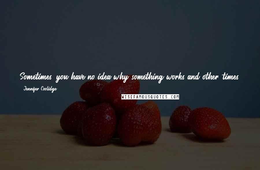 Jennifer Coolidge quotes: Sometimes, you have no idea why something works and other times, you put so much work and effort into something and it just falls flat. Jennifer Coolidge quotes: Sometimes, you have no idea why something works and other times, you put so much work and effort into something and it just falls flat.