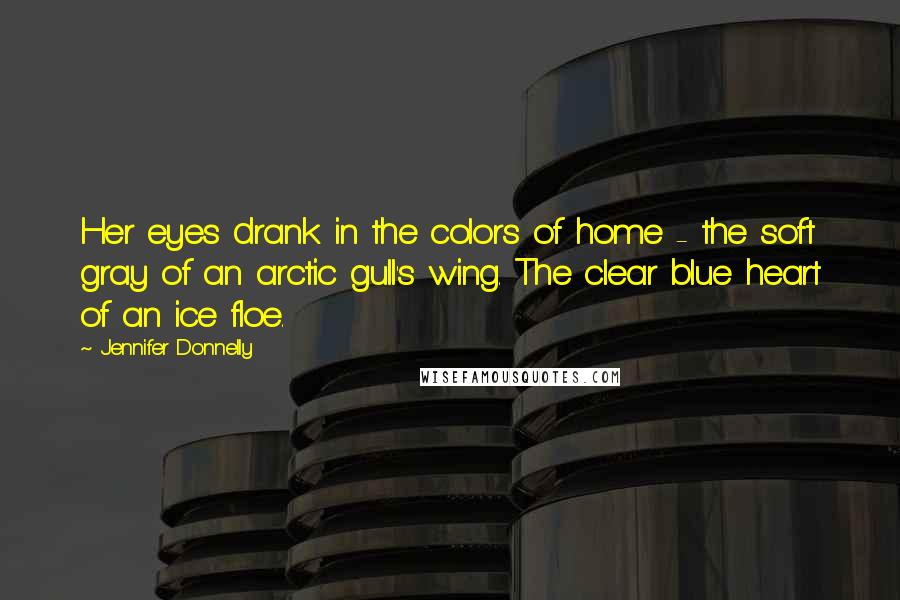 Jennifer Donnelly quotes: Her eyes drank in the colors of home - the soft gray of an arctic gull's wing. The clear blue heart of an ice floe.