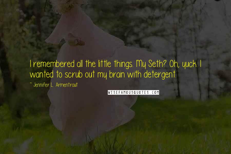 Jennifer L. Armentrout quotes: I remembered all the little things. My Seth? Oh, yuck. I wanted to scrub out my brain with detergent.