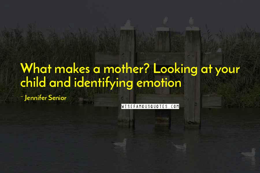 Jennifer Senior quotes: What makes a mother? Looking at your child and identifying emotion