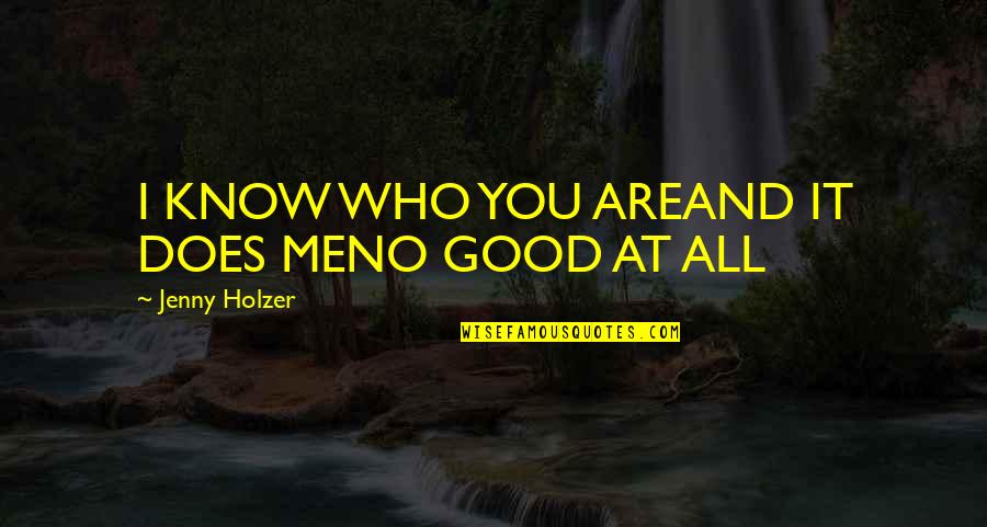 Jenny Holzer Quotes By Jenny Holzer: I KNOW WHO YOU AREAND IT DOES MENO