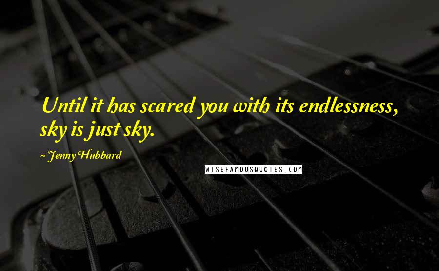 Jenny Hubbard quotes: Until it has scared you with its endlessness, sky is just sky.