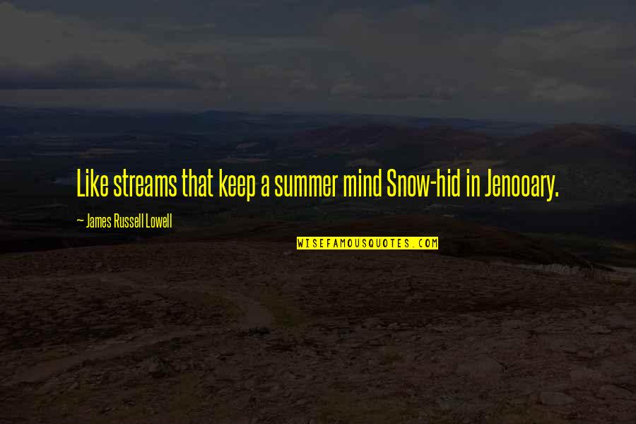 Jenooary Quotes By James Russell Lowell: Like streams that keep a summer mind Snow-hid
