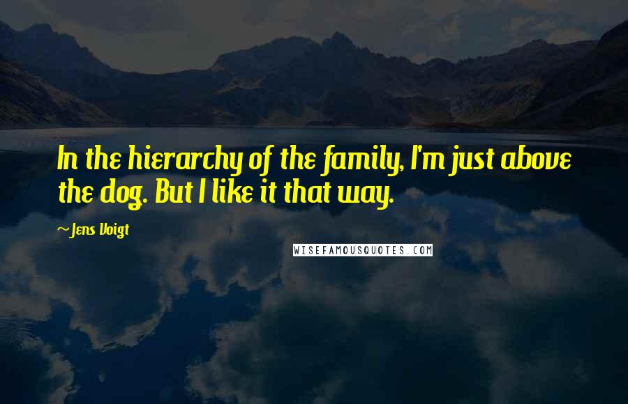 Jens Voigt quotes: In the hierarchy of the family, I'm just above the dog. But I like it that way.