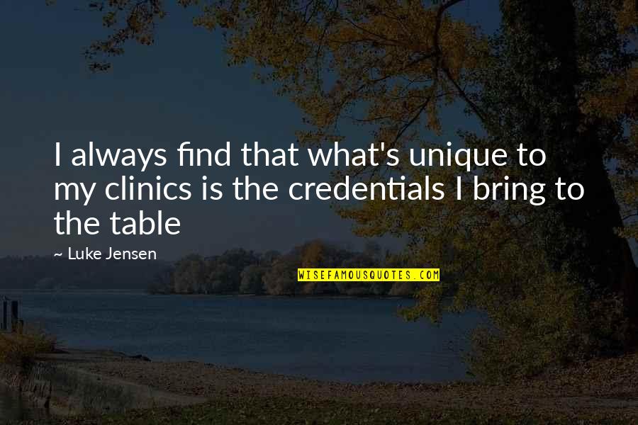 Jensen's Quotes By Luke Jensen: I always find that what's unique to my Jensen's Quotes By Luke Jensen: I always find that what's unique to my