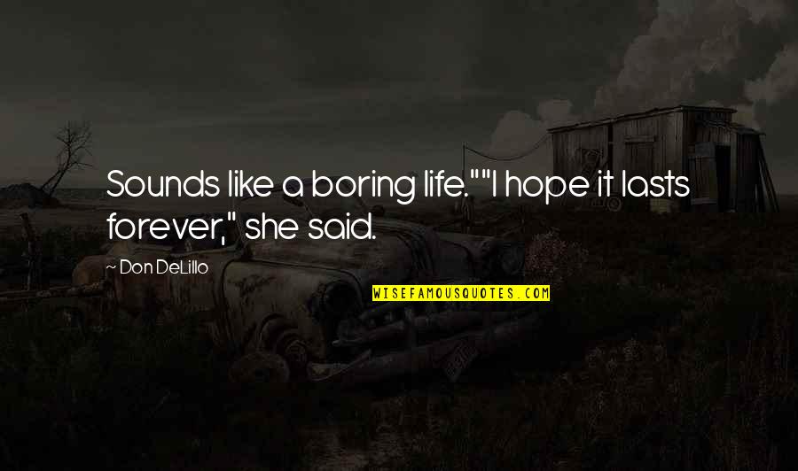 Jentschura Mexico Quotes By Don DeLillo: Sounds like a boring life.""I hope it lasts