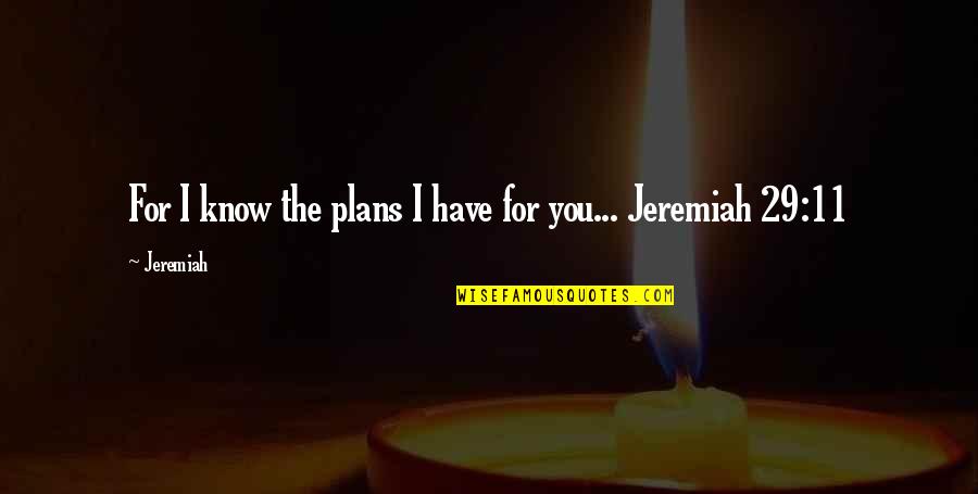 Jeremiah 29 11 Quotes By Jeremiah: For I know the plans I have for