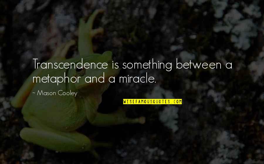 Jeremias 29 Quotes By Mason Cooley: Transcendence is something between a metaphor and a
