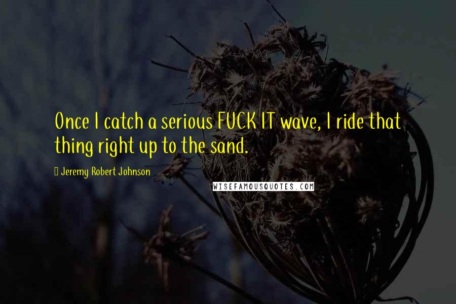Jeremy Robert Johnson quotes: Once I catch a serious FUCK IT wave, I ride that thing right up to the sand.