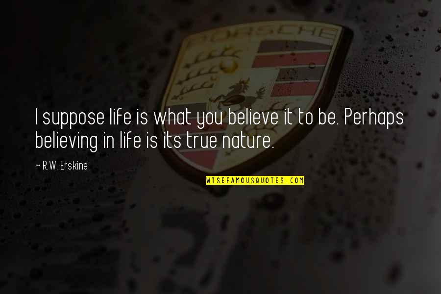 Jeremy Stoppelman Quotes By R.W. Erskine: I suppose life is what you believe it