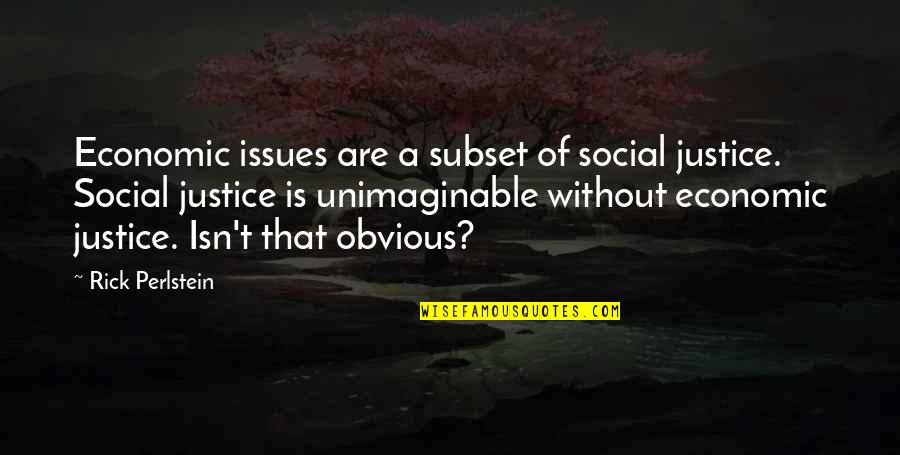 Jerkers Quotes By Rick Perlstein: Economic issues are a subset of social justice.