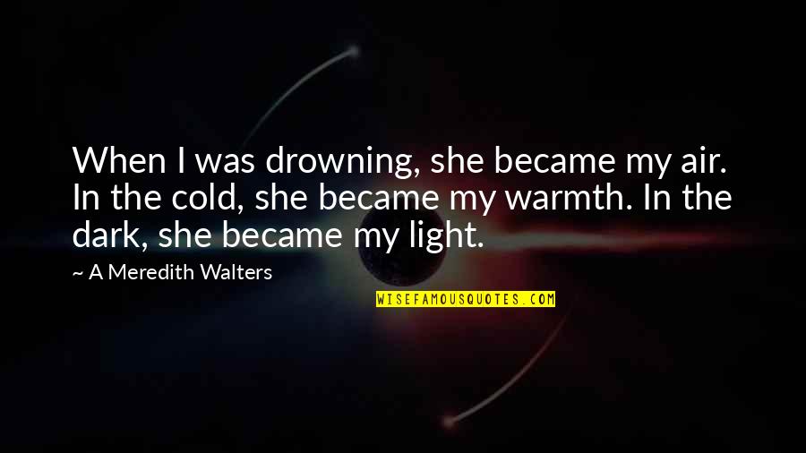Jernberg Chicago Quotes By A Meredith Walters: When I was drowning, she became my air. Jernberg Chicago Quotes By A Meredith Walters: When I was drowning, she became my air.