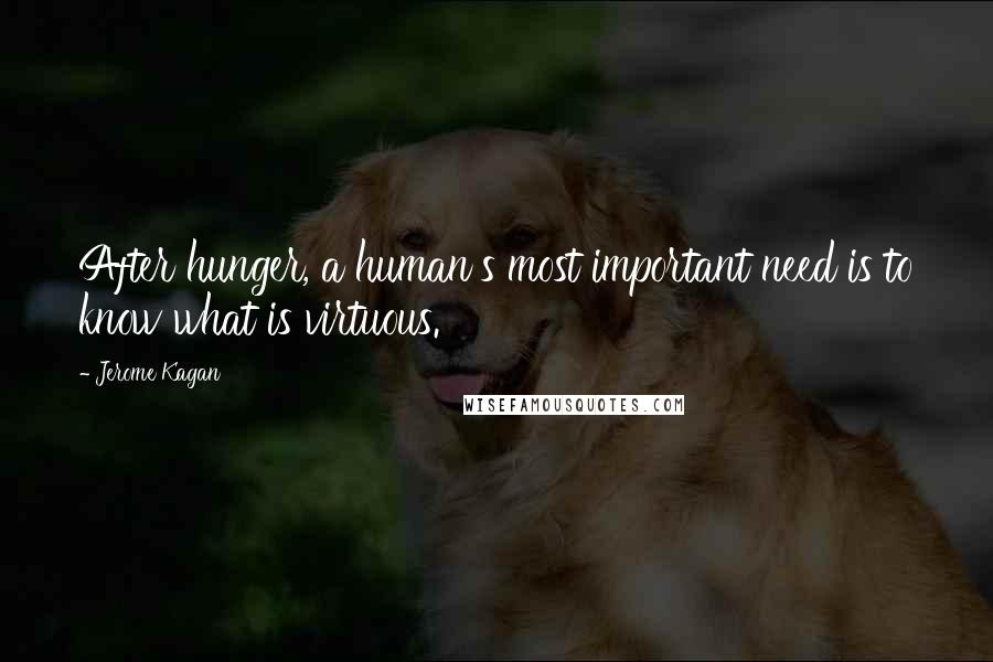 Jerome Kagan quotes: After hunger, a human's most important need is to know what is virtuous.
