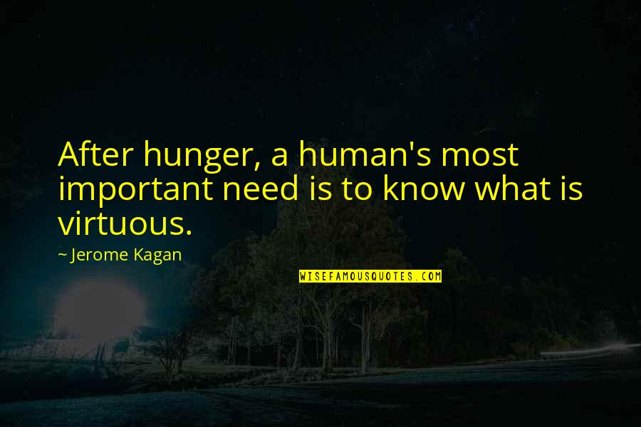 Jerome Kagan Quotes By Jerome Kagan: After hunger, a human's most important need is