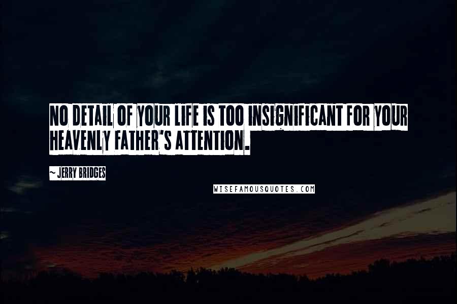 Jerry Bridges quotes: No detail of your life is too insignificant for your heavenly Father's attention.