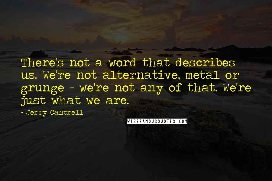 Jerry Cantrell quotes: There's not a word that describes us. We're not alternative, metal or grunge - we're not any of that. We're just what we are.