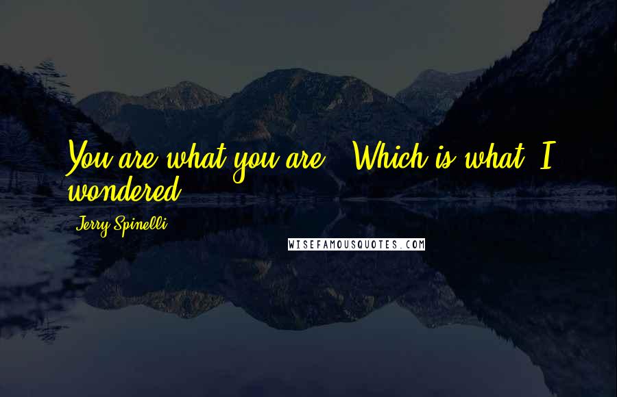 Jerry Spinelli quotes: You are what you are" "Which is what? I wondered