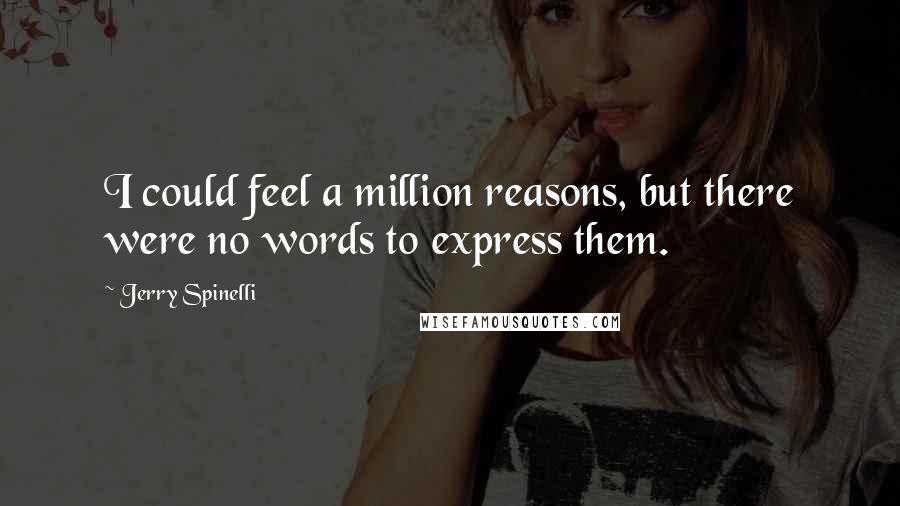 Jerry Spinelli quotes: I could feel a million reasons, but there were no words to express them.