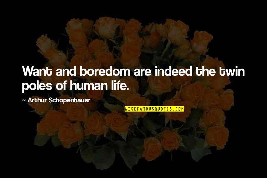 Jerry Storch Quotes By Arthur Schopenhauer: Want and boredom are indeed the twin poles Jerry Storch Quotes By Arthur Schopenhauer: Want and boredom are indeed the twin poles
