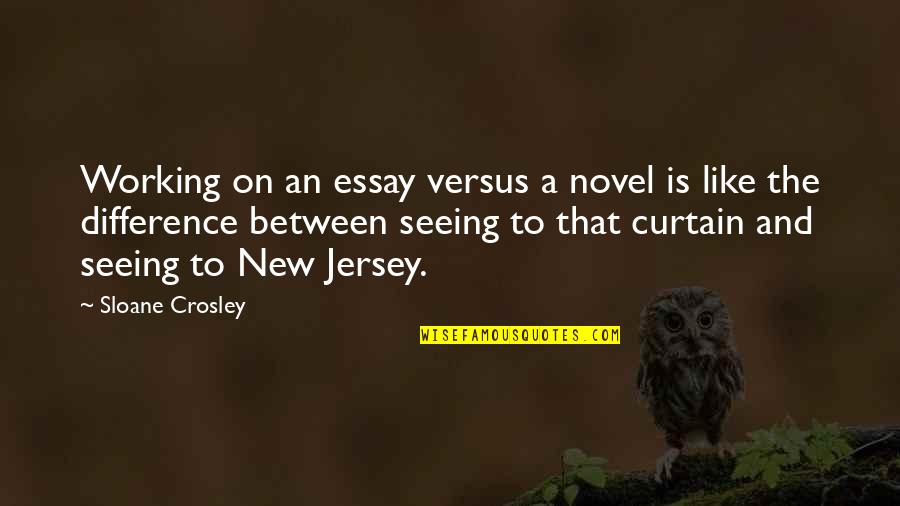 Jersey Quotes By Sloane Crosley: Working on an essay versus a novel is