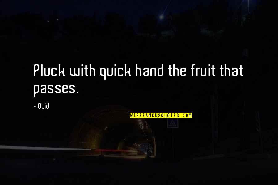 Jesika Dicampli Quotes By Ovid: Pluck with quick hand the fruit that passes.