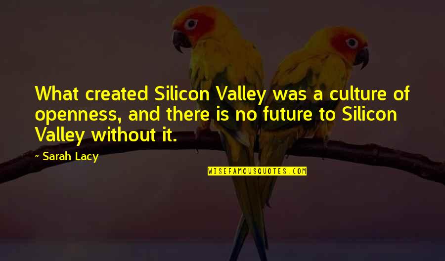 Jeslyn Donnell Quotes By Sarah Lacy: What created Silicon Valley was a culture of Jeslyn Donnell Quotes By Sarah Lacy: What created Silicon Valley was a culture of