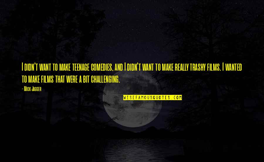 Jess Hill Quotes By Mick Jagger: I didn't want to make teenage comedies, and Jess Hill Quotes By Mick Jagger: I didn't want to make teenage comedies, and