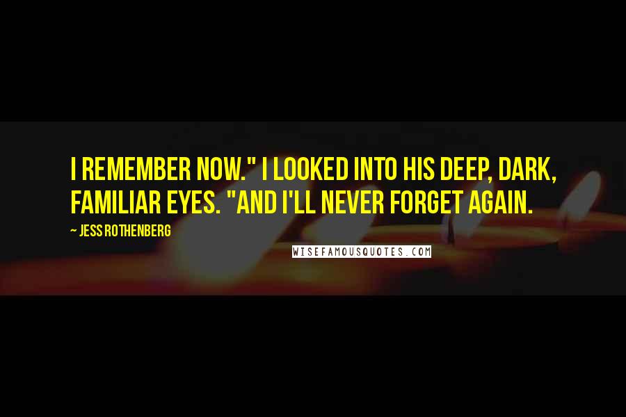 Jess Rothenberg quotes: I remember now." I looked into his deep, dark, familiar eyes. "And I'll never forget again.