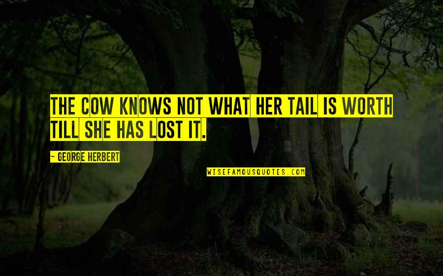 Jess Walter Beautiful Ruins Quotes By George Herbert: The cow knows not what her tail is